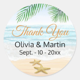 Adesivo Redondo Oceano, praia e peixe-estrela