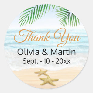 Adesivo Redondo Oceano, Praia e Peixe-Estrelado