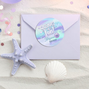 Adesivo Redondo Oceanos de diversão personalizada no aniversário I