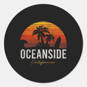 Adesivo Redondo Oceanside Beach California Palms VacSurf Sun