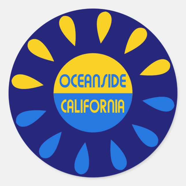 Adesivo Redondo Oceanside California (Frente)