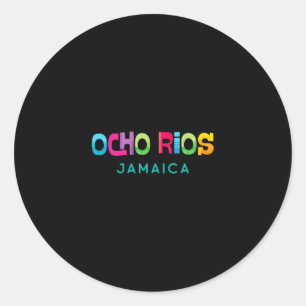 Adesivo Redondo Ocho Rios Jamaica Design Tropical Retro 