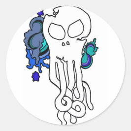 Adesivo Redondo Octo crânio azul