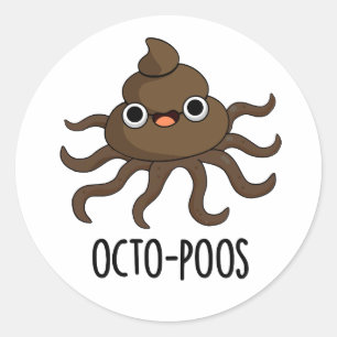 Adesivo Redondo Octo-poos Engraçado Octopus Pun