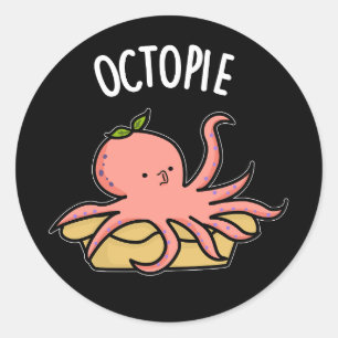 Adesivo Redondo Octo-tarte Engraçado Octopus Pie Pun Dark BG