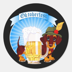 Adesivo Redondo Octoberfest Dachshund Stickers