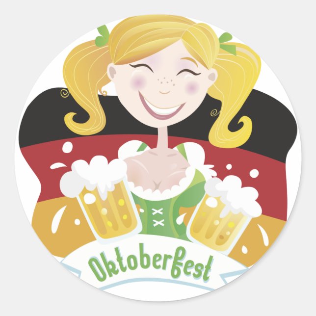 Adesivo Redondo Octoberfest Mädchen (Frente)