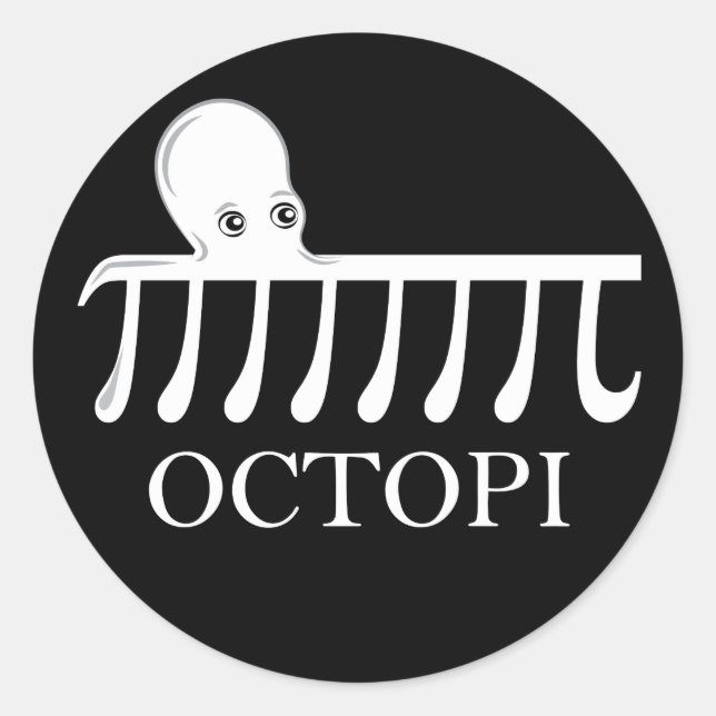 Adesivo Redondo Octopi - Engraçado Pi Octopus Math (Frente)