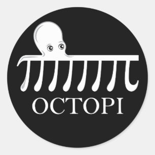 Adesivo Redondo Octopi - Engraçado Pi Octopus Math