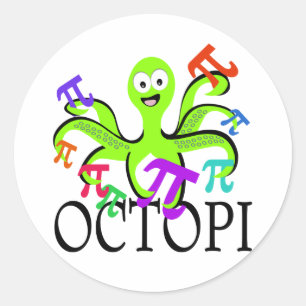 Adesivo Redondo Octopi Pi Day