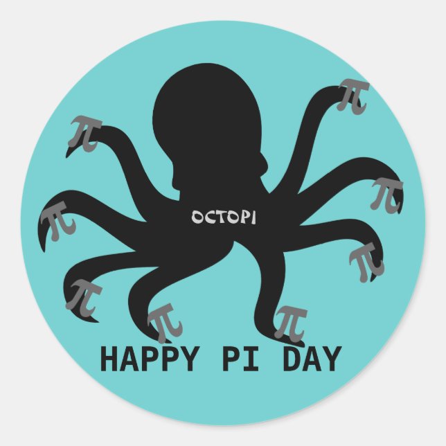 Adesivo Redondo Octopi Pi Day (Frente)