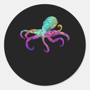 Adesivo Redondo Octopus Colorful Kraken Sea Animal Art