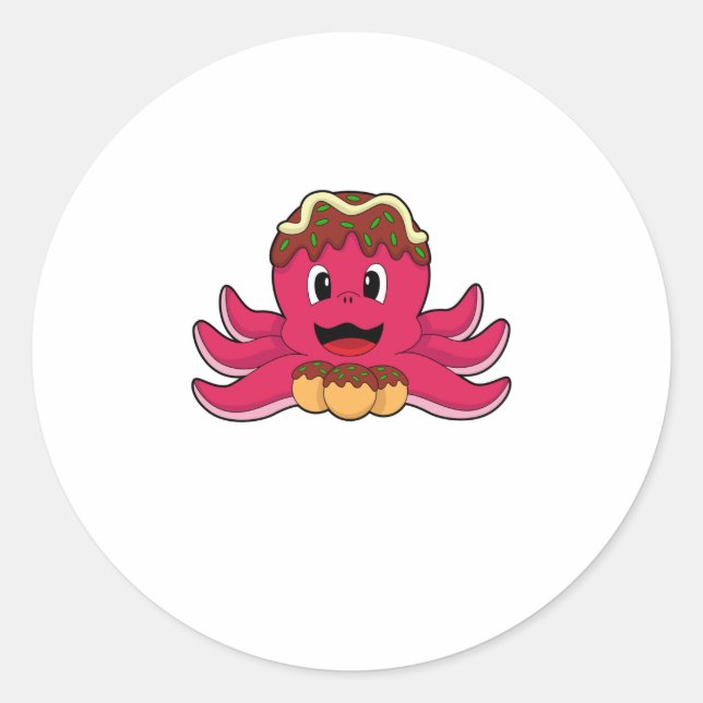 Adesivo Redondo Octopus com Bolo (Frente)