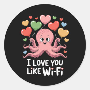 Adesivo Redondo Octopus Com Bylloons Cardíacos Eu Amo Você Como Wi
