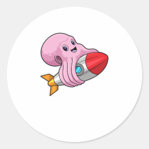 Adesivo Redondo Octopus com foguete