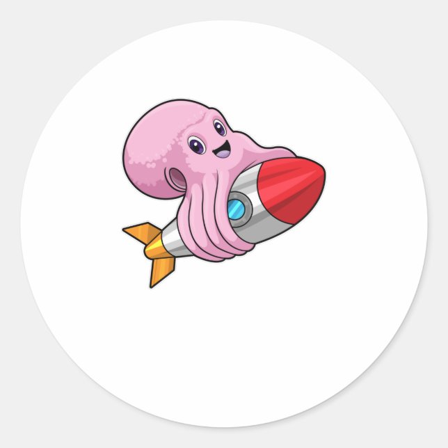 Adesivo Redondo Octopus com foguete (Frente)