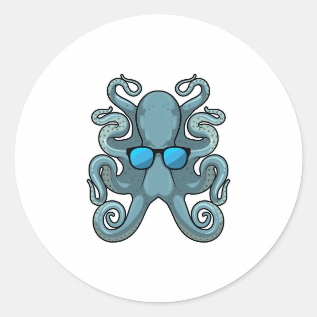 Adesivo Redondo Octopus com óculos de sol (Frente)