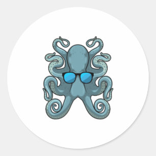 Adesivo Redondo Octopus com óculos de sol