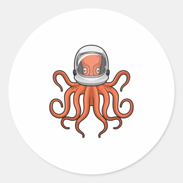 Adesivo Redondo Octopus como astronauta (Frente)