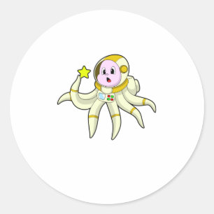 Adesivo Redondo Octopus como mergulhador com estrela