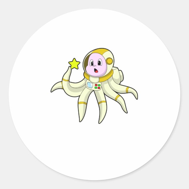 Adesivo Redondo Octopus como mergulhador com estrela (Frente)