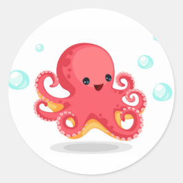 Adesivo Redondo Octopus de bebê bonito