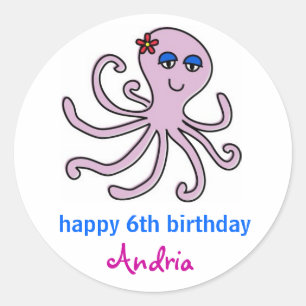 Adesivo Redondo Octopus, debaixo do Cupcake do mar Toppers