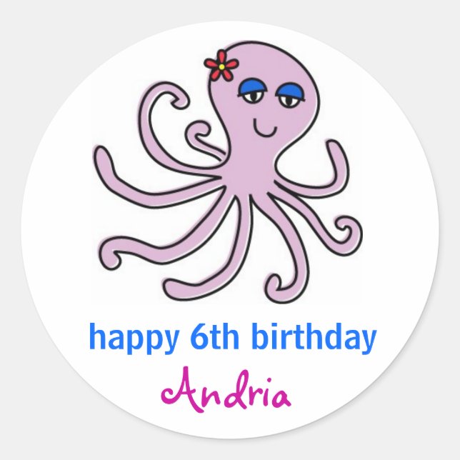 Adesivo Redondo Octopus, debaixo do Cupcake do mar Toppers (Frente)