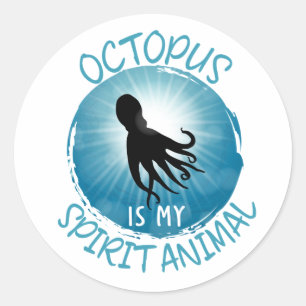 Adesivo Redondo Octopus É Meu Animal Espírito
