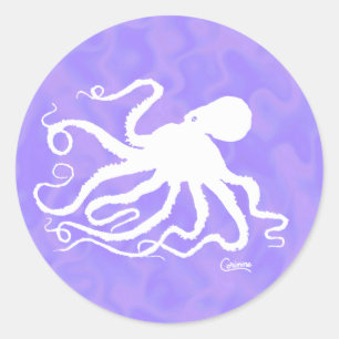 Adesivo Redondo Octopus em roxo - Autocolantes