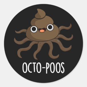 Adesivo Redondo Octopus Engraçado Octo-poo Polvo Escuro BG