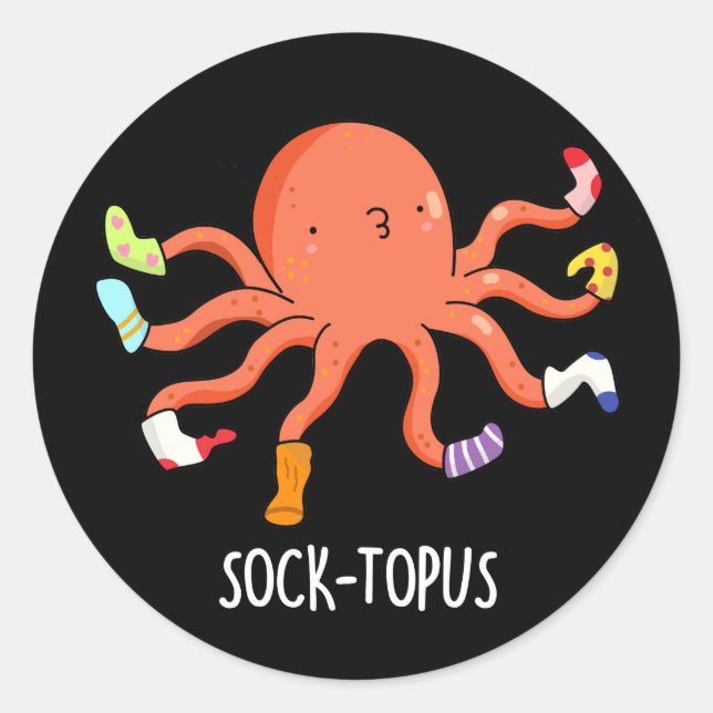 Adesivo Redondo Octopus Engraçado Sock-topus Com Meias Pun (Frente)