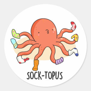 Adesivo Redondo Octopus Engraçado Sock-topus Com Meias Pun