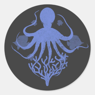 Adesivo Redondo Octopus (fundo escuro)