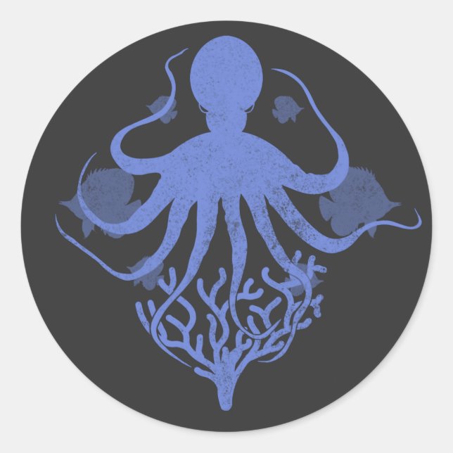 Adesivo Redondo Octopus (fundo escuro) (Frente)