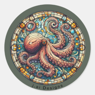 Adesivo Redondo Octopus Medallion