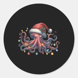 Adesivo Redondo Octopus Papais noeis de Natal Luzes de Natal Ocean