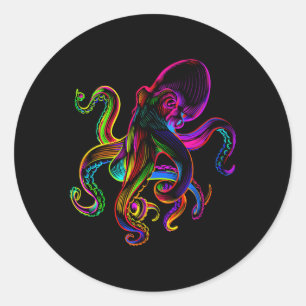 Adesivo Redondo Octopus Sea Monster Krakens Jellyfishes Sea Animal