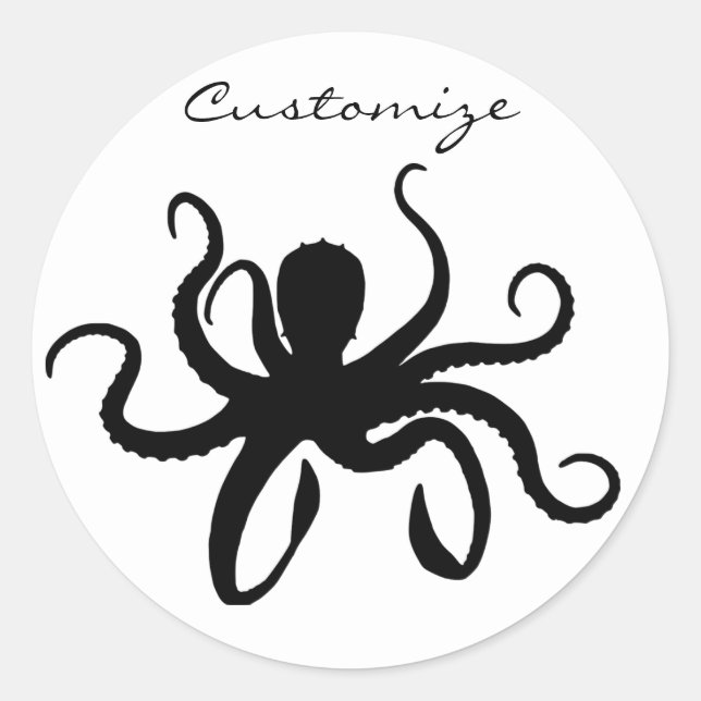 Adesivo Redondo Octopus Silhouette Thunder_Cove (Frente)