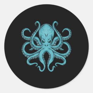 Adesivo Redondo Octopus Stuken Kraken Ocean Blue Octopus