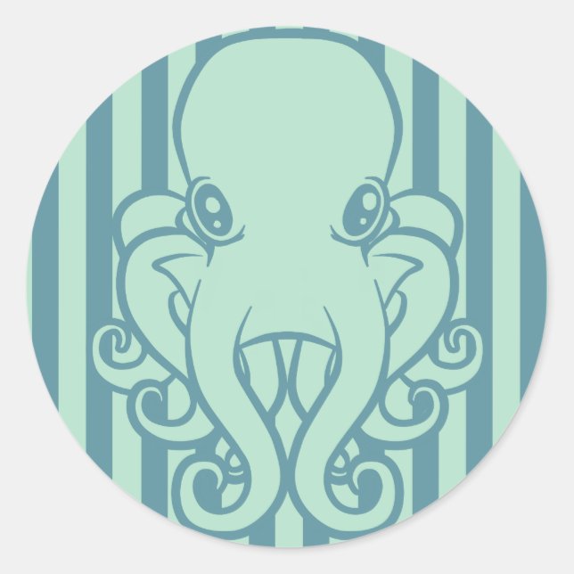 Adesivo Redondo Octopus turquesa (Frente)