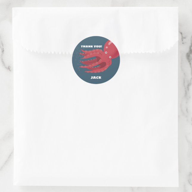 Adesivo Redondo Octopus Undersea Themed Birday (Bolsa)