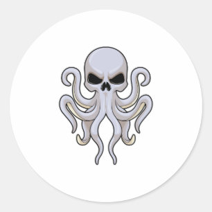 Adesivo Redondo Octopus with 8 Arms & Skull