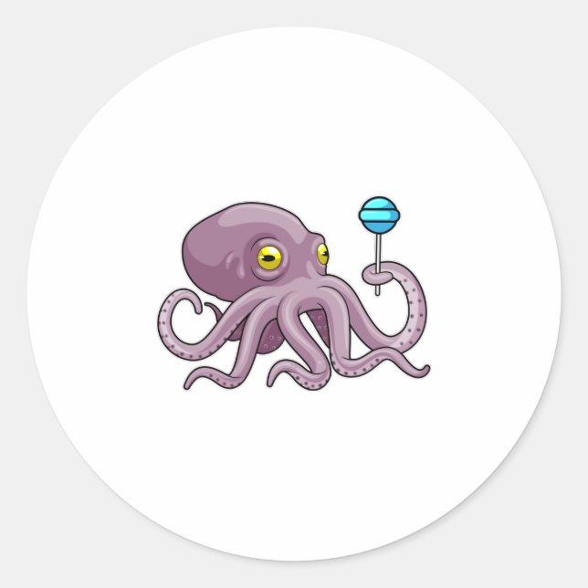 Adesivo Redondo Octopus with Lollipop (Frente)