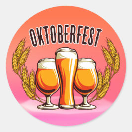 Adesivo Redondo Óculos das damas de cervejas Oktoberfest em Pastel