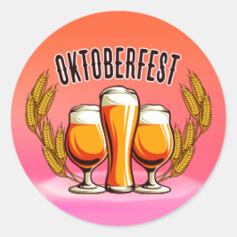 Adesivo Redondo Óculos das damas de cervejas Oktoberfest em Pastel
