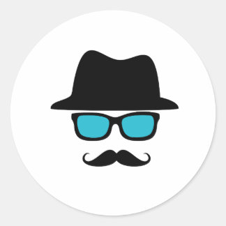 Adesivo Redondo Óculos de calor bigode