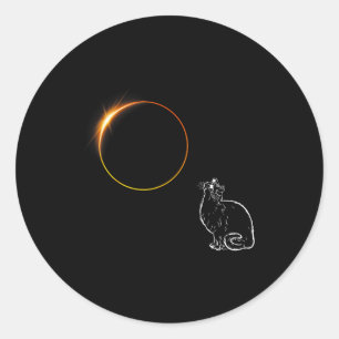 Adesivo Redondo Óculos de Eclipse Solar Gato Eclipse