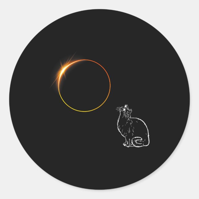 Adesivo Redondo Óculos de Eclipse Solar Gato Eclipse (Frente)