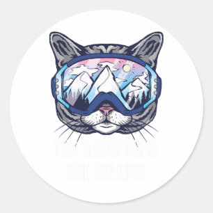 Adesivo Redondo Óculos de Esqui Snowboard Divertidos Os Meowtains